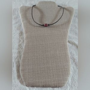 New Handmade Wine Pearl & Metallic Brown Braided Choker Necklace